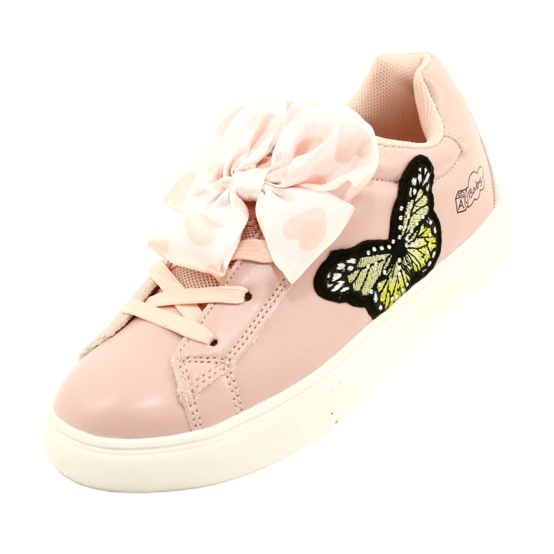 Zapatillas de deporte de deportes rosa de chicas con arco y mariposa American Club ES64 4