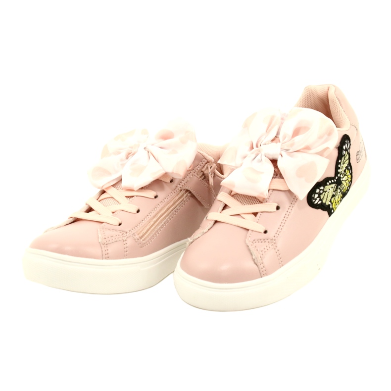 Zapatillas de deporte de deportes rosa de chicas con arco y mariposa American Club ES64 2