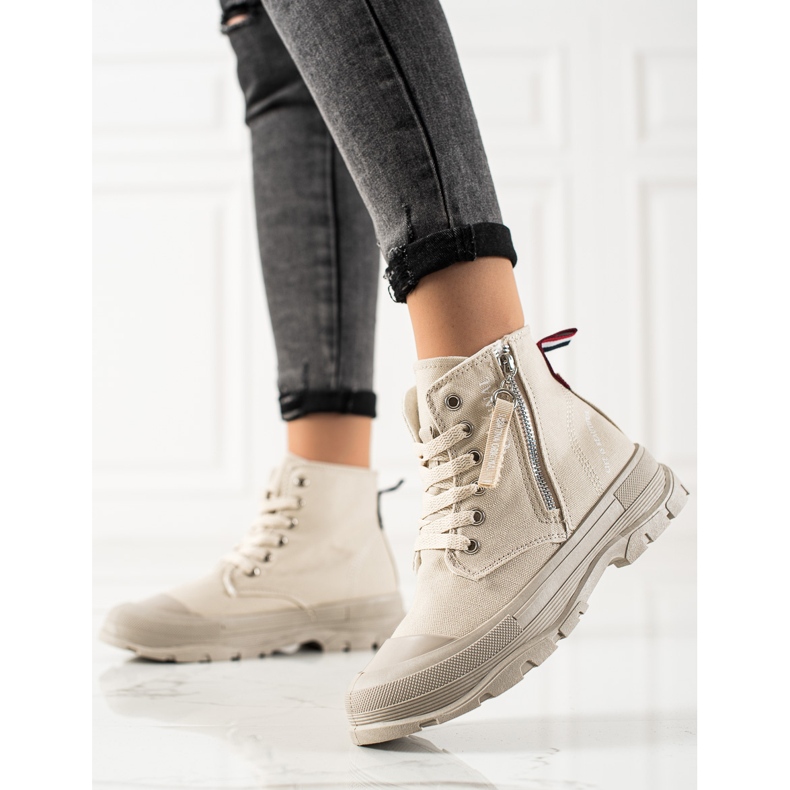 Sabatina Zapatillas con cremallera beige 2