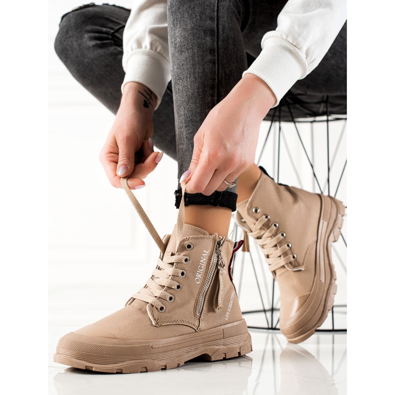 Sabatina Zapatillas con cremallera beige 1