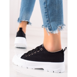TRENDI Zapatillas negras en la plataforma blanca negro 2