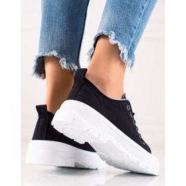 TRENDI Zapatillas negras en la plataforma blanca negro 3