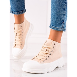 TRENDI Zapatillas cómodas en la plataforma beige 3