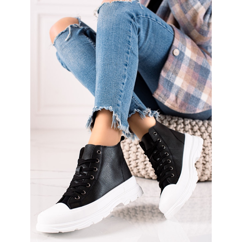 Forever Folie Zapatillas altas de moda negro 1