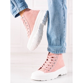 Sweet Shoes Zapatillas de ante altas rosado 2