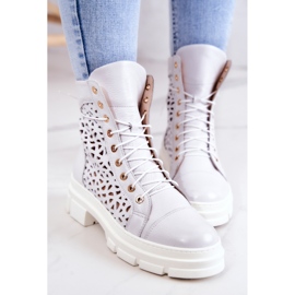 FILIPCZYK Botas de piel caladas Aileen blancas blanco 9