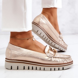 Lemar Mocasines De Mujer En Piel Sobre La Plataforma Golden Venesia dorado 3