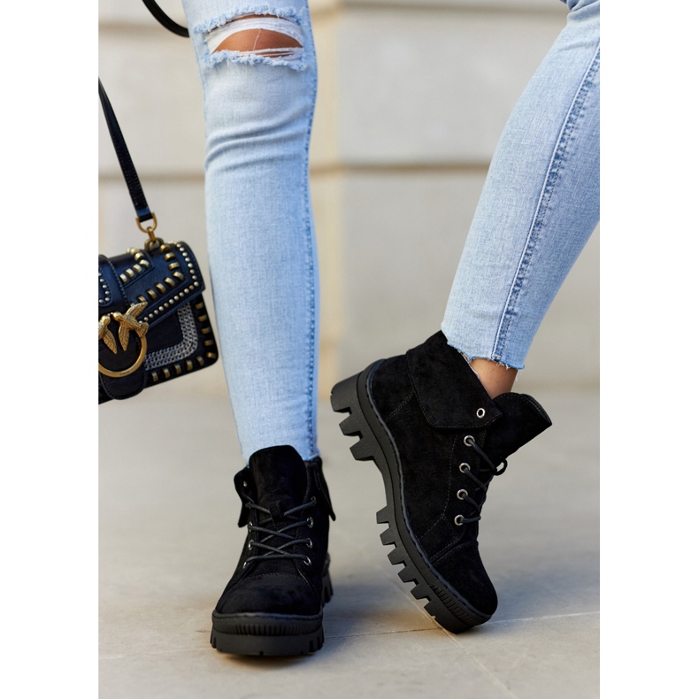 S.Barski Botas Ante Atadas Negro Dalles 2