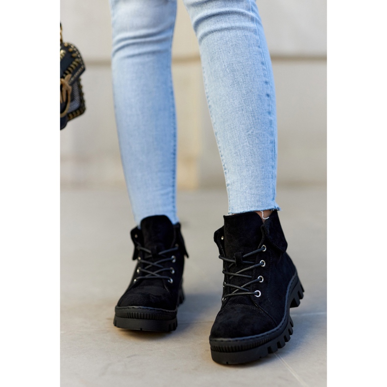 S.Barski Botas Ante Atadas Negro Dalles 1