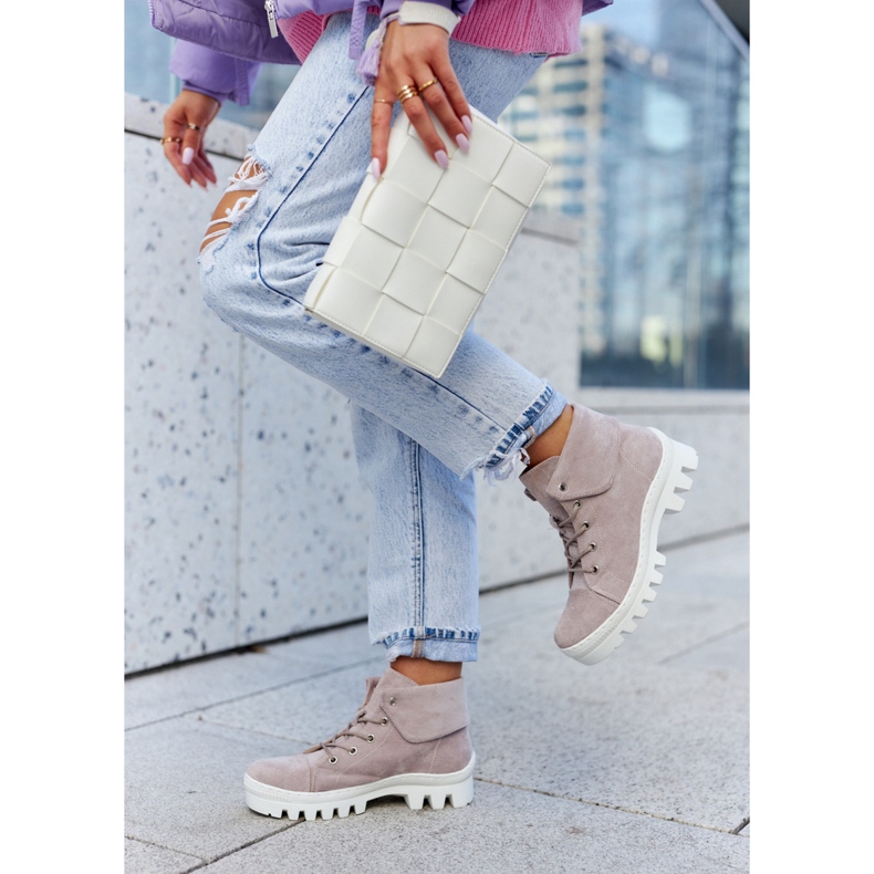 S.Barski Botas Ante Atadas Morado Claro Dalles púrpura 1