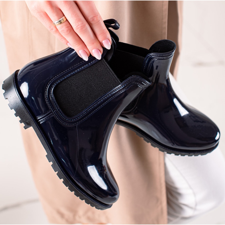TRENDI Botas de lluvia azul marino lacadas 1