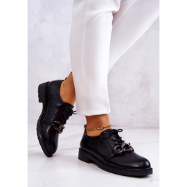 S.Barski Zapatos de piel atados con adorno de larosa negra negro 3
