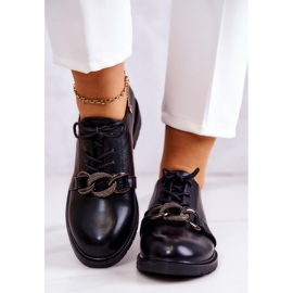 S.Barski Zapatos de piel atados con adorno de larosa negra negro 4