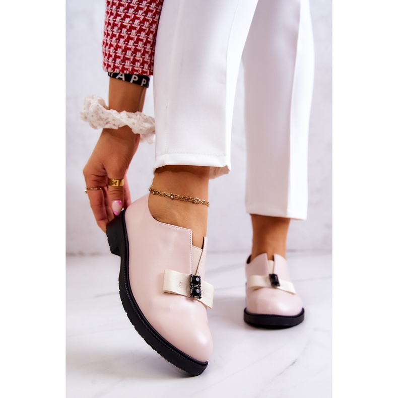 S.Barski Zapatos brogue de mujer sin cordones con adorno Janelle en beige rosado 1