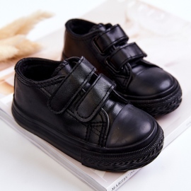 Deportivas Infantiles De Piel Deportivas Con Velcros Negro Foster 2