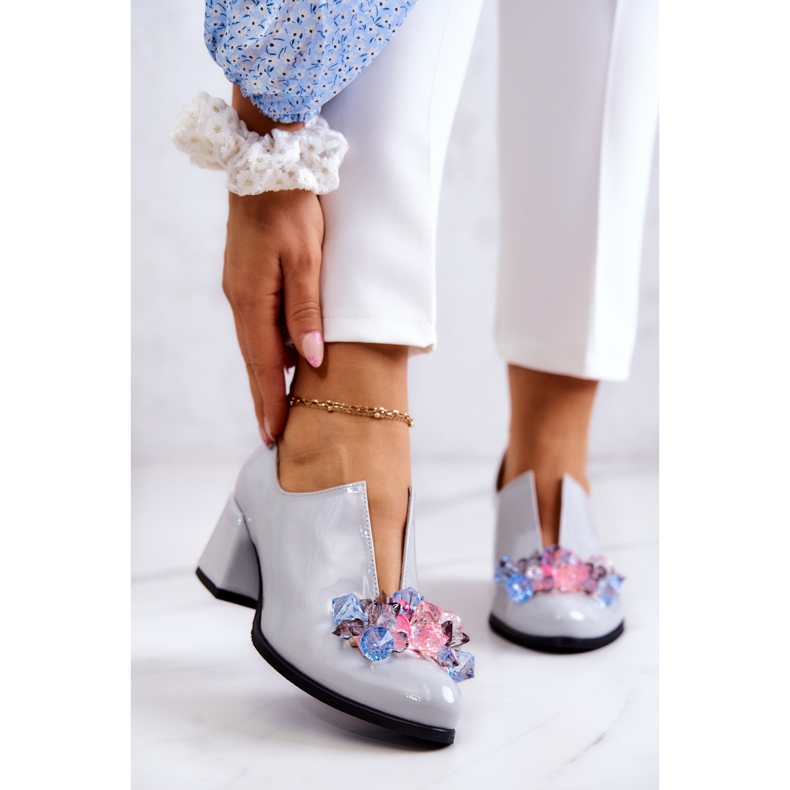 PA2 Zapato Liso Piel Lacada Adorno Delaver Gris 1