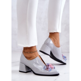 PA2 Zapato Liso Piel Lacada Adorno Delaver Gris 3