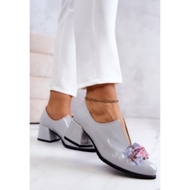 PA2 Zapato Liso Piel Lacada Adorno Delaver Gris 7