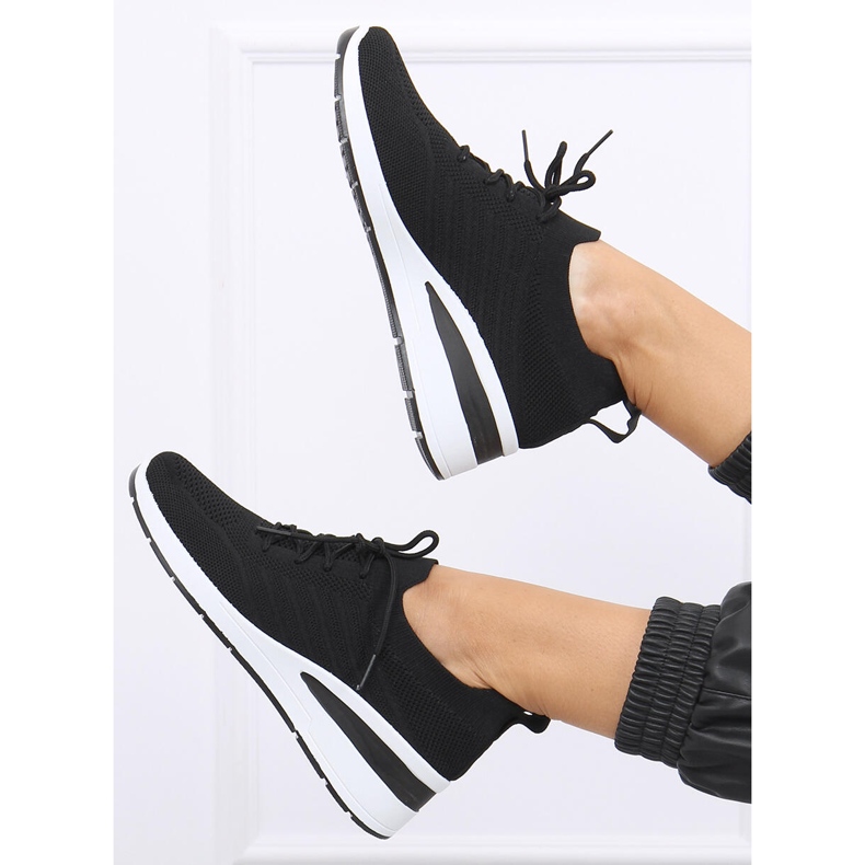 Zapatos cuña calcetín Binita Negro 1