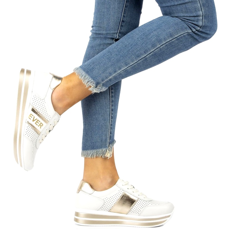 Ever Zapatillas deportivas para mujer Filippo DP1414 blanco y dorado 6