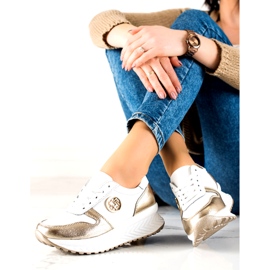 Zapatos deportivos de mujer atados Filippo DP3547 / 22 WH GO Blanco dorado 3