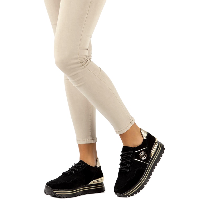 Zapatillas de cuero Filippo DP3538 / 22 BK GO negro 4