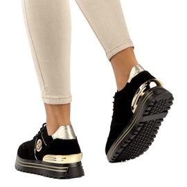 Zapatillas de cuero Filippo DP3538 / 22 BK GO negro 2