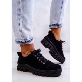 S.Barski Zapatos Mujer Ante Atados Negro Mayson 3