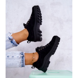 S.Barski Zapatos Mujer Ante Atados Negro Mayson 9