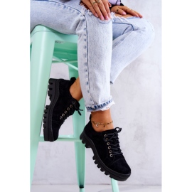 S.Barski Zapatos Mujer Ante Atados Negro Mayson 7