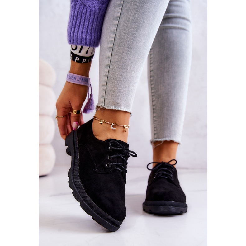 S.Barski Zapatos Clásicos Mujer Oxfords Ante Negro Colton 1