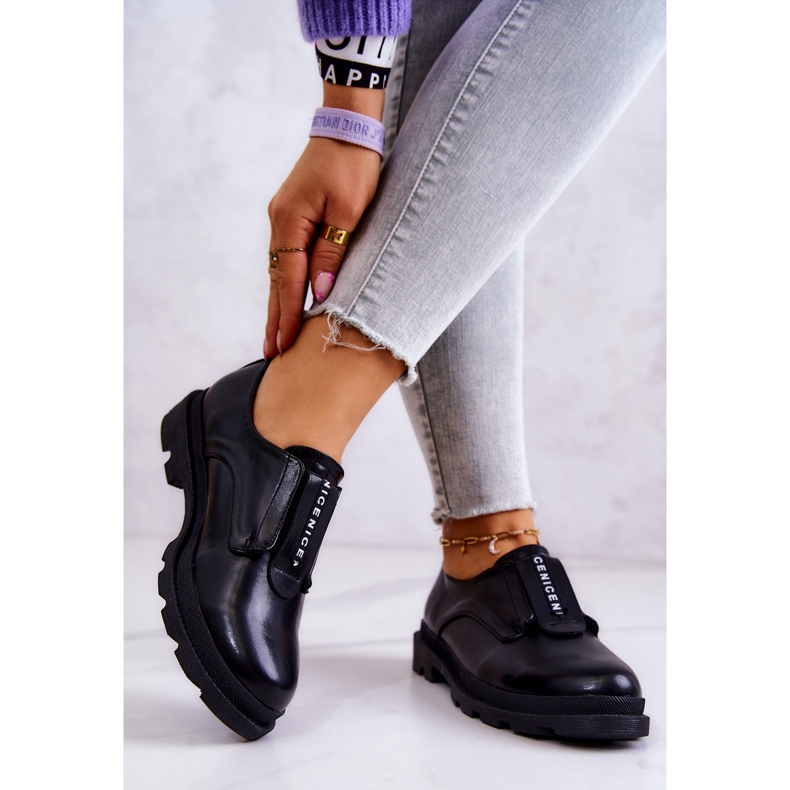 S.Barski Zapatos sin cordones de cuero para mujer Black Kirstee negro 2