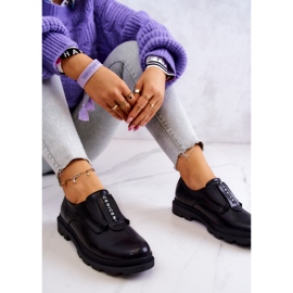 S.Barski Zapatos sin cordones de cuero para mujer Black Kirstee negro 5