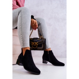 Vinceza Botines De Ante Calado Carine Negro Con Corte 4