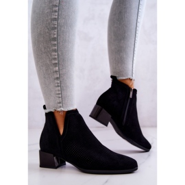 Vinceza Botines De Ante Calado Carine Negro Con Corte 3