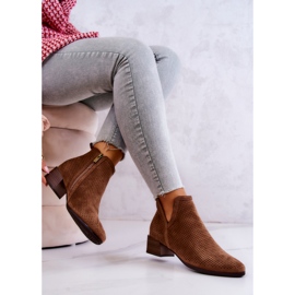 Vinceza Botines De Ante Calado Con Corte Carine Marrón 6