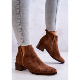 Vinceza Botines De Ante Calado Con Corte Carine Marrón 3