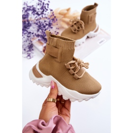 FR1 Deportivas Infantiles Calcetín Alto Nickie Beige 3