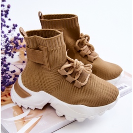 FR1 Deportivas Infantiles Calcetín Alto Nickie Beige 1