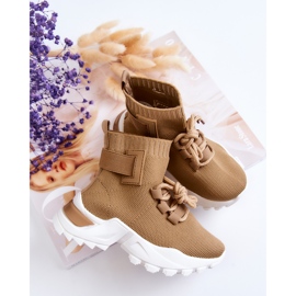 FR1 Deportivas Infantiles Calcetín Alto Nickie Beige 4