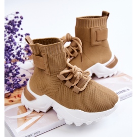 FR1 Deportivas Infantiles Calcetín Alto Nickie Beige 2