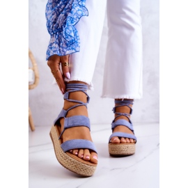 FW1 Sandalias Atadas De Mujer En La Plataforma Azul Amrillo 1 FW1 Sandalias Atadas De Mujer En La Plataforma Azul Amrillo 1