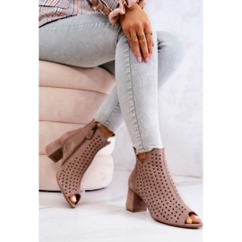 Botas de cuero caladas Maciejka 05420-10 Beige oscuro 6