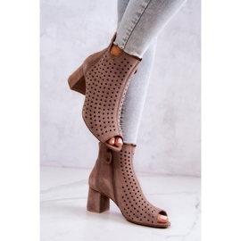 Botas de cuero caladas Maciejka 05420-10 Beige oscuro 3