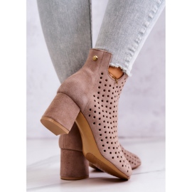 Botas de cuero caladas Maciejka 05420-10 Beige oscuro 5
