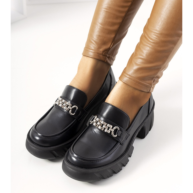 Mocasines negros con suela Ruth gruesa 1