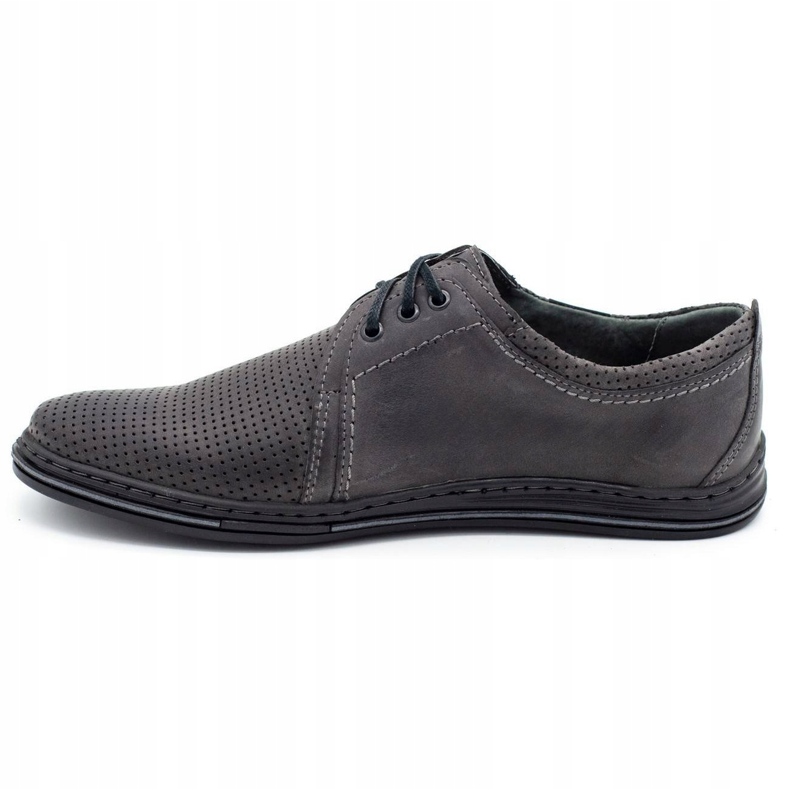 Polbut Zapatos de cuero para hombres 343p gris perforado 1