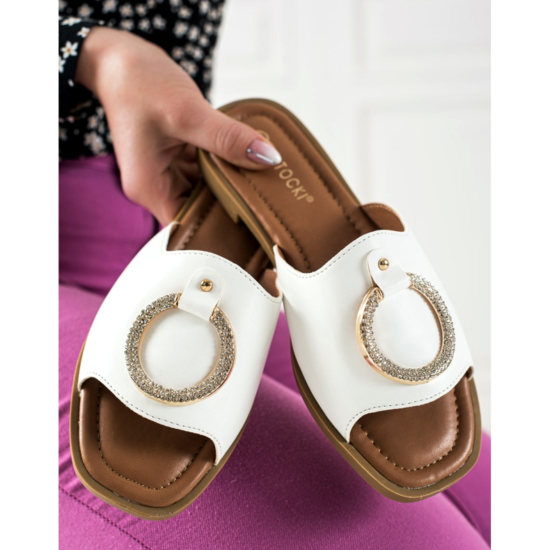 W. Potocki Pantuflas Blancas Con Adorno Potocki blanco 1