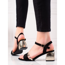 Sergio Leone Sandalias en tacones dorados negro 3