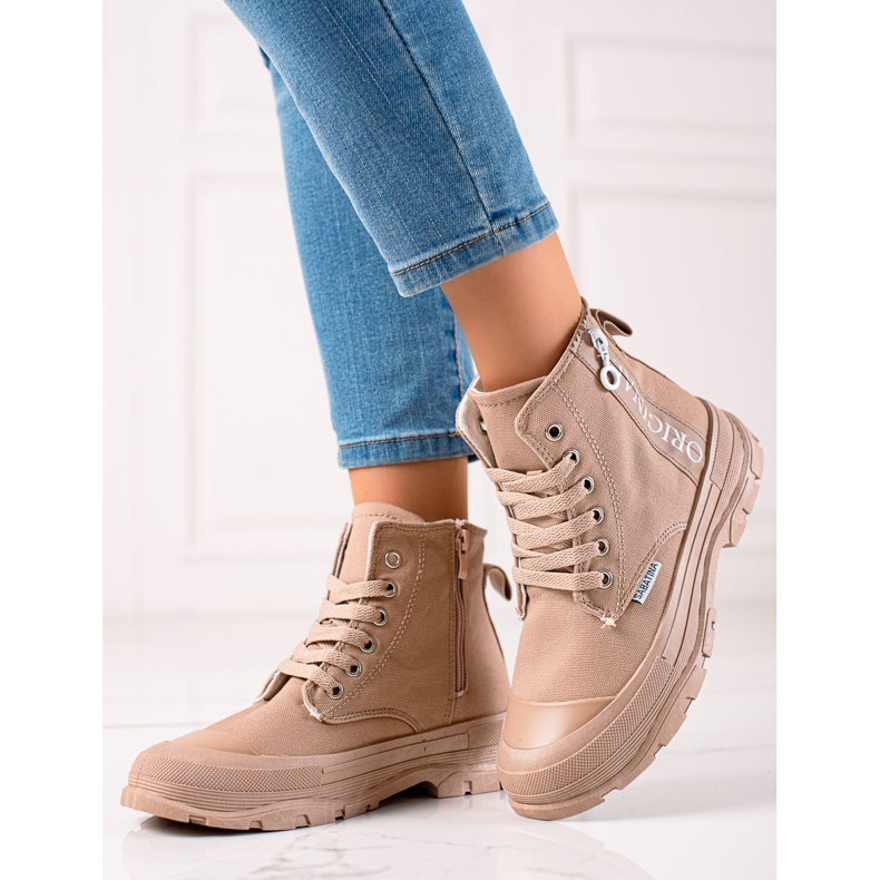 Sabatina Zapatillas altas originales beige marrón 1